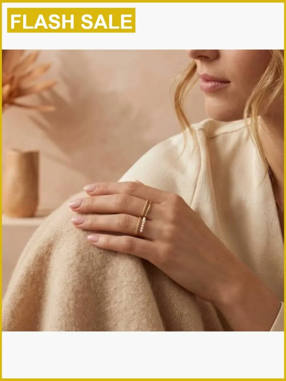Dainty Stackable Cubic Zirconia Pearl Rings Set - 3 Rings